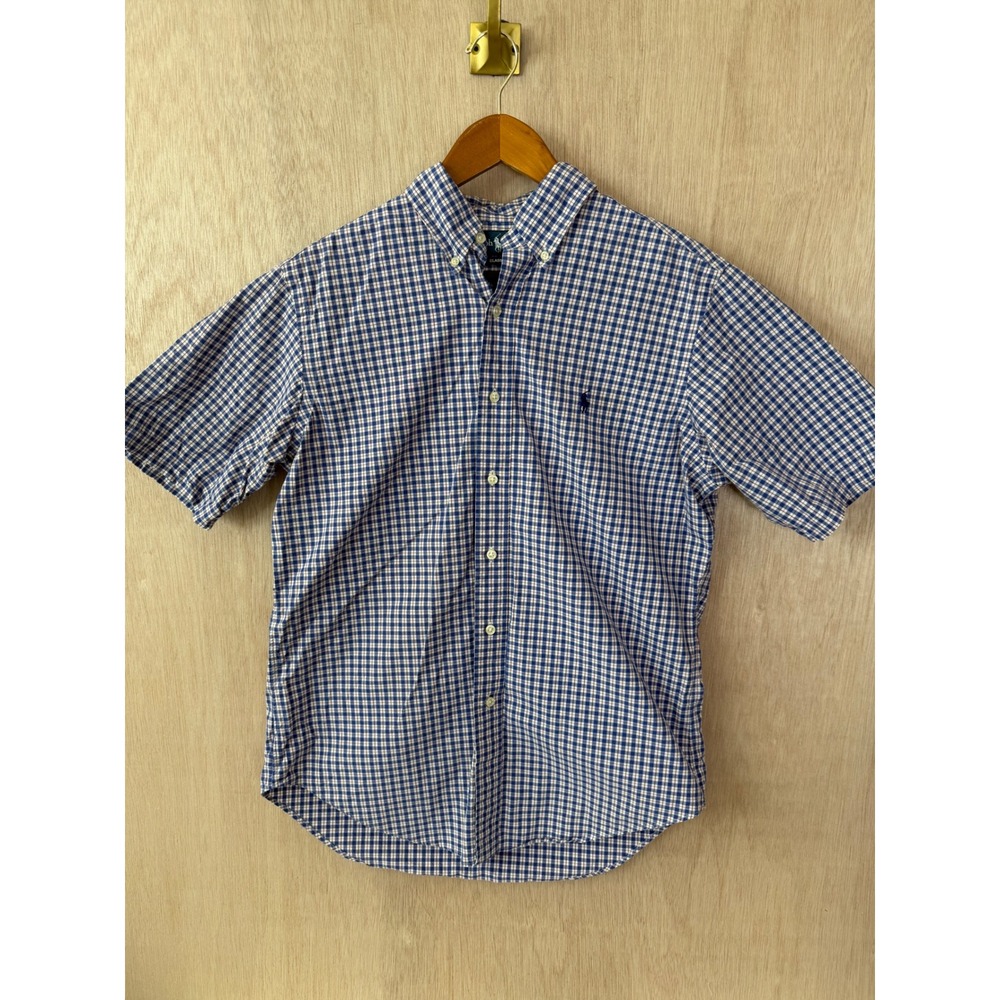 Polo Ralph Lauren Mens Classic Fit Gingham Short Sleeve Button Down Shirt Medium